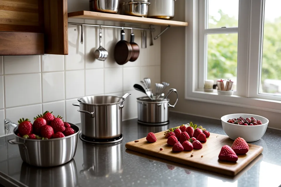 Base de una canastilla de fresas mostrando una fruta dañada que mancha el fondo.