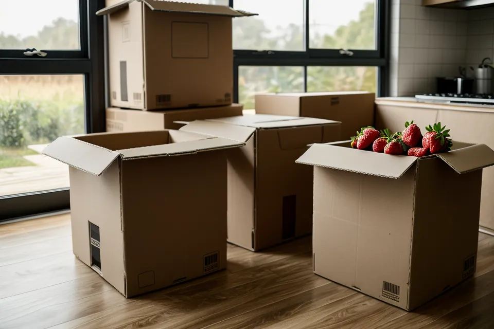 Comparación entre caja de cartón delgada y caja de cartón corrugado resistente para envíos seguros de arreglos frutales grandes.