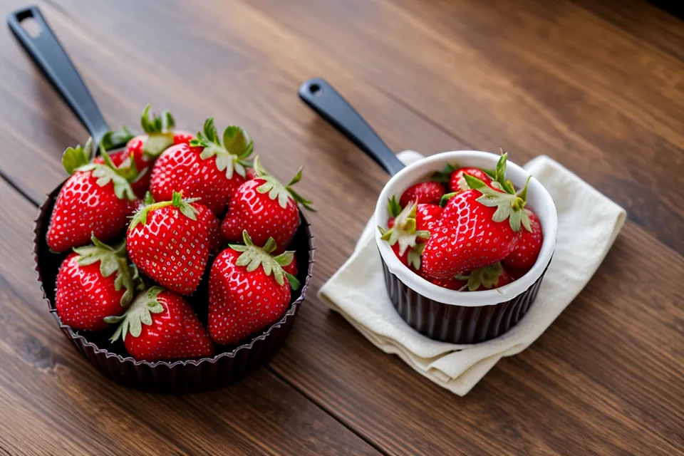 Arreglo de fresas con chocolate talladas y empacadas para un pedido de emprendimiento en repostería