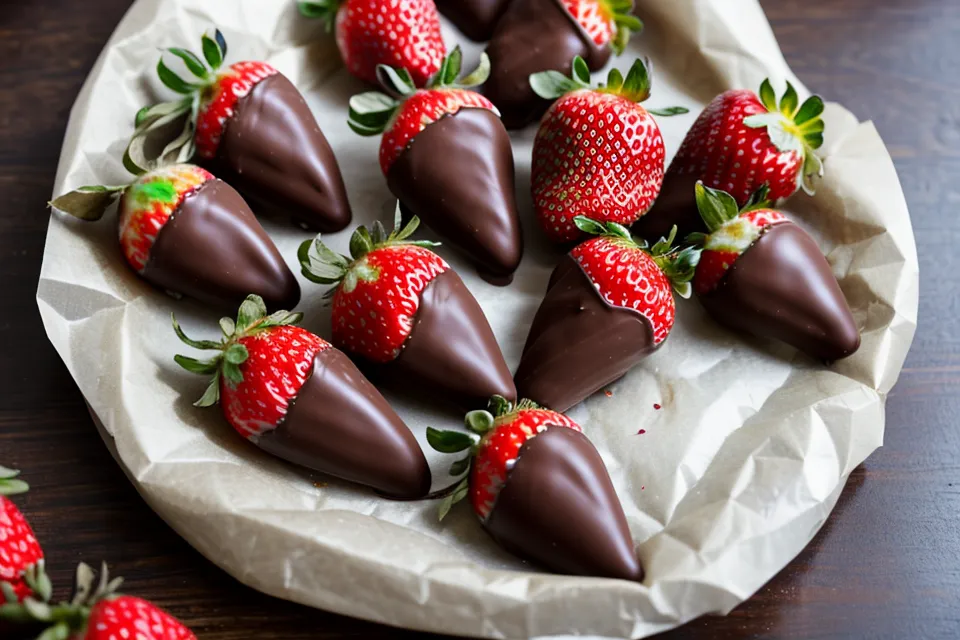 Fresas con chocolate con capa opaca por humedad alta, señal de que el taller necesita mejor control de humedad