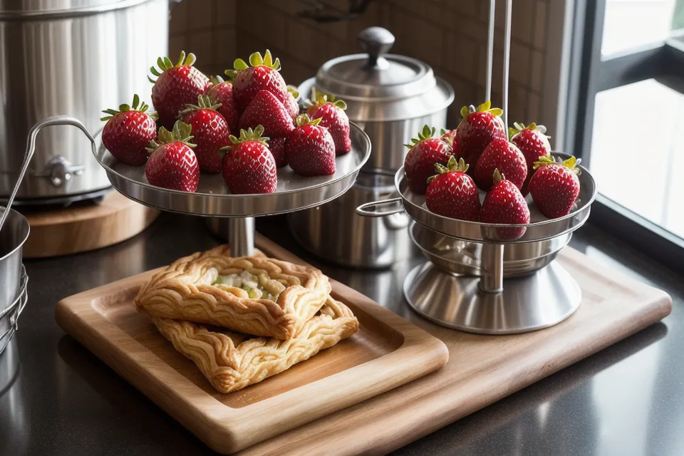 Caja con aislamiento térmico y gel refrigerante lista para proteger un arreglo de fresas con chocolate en el envío