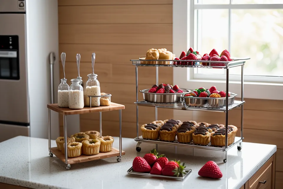 Organizador de toppings de 6 cavidades con granillo, coco y maní listos para armar fresas con chocolate sin perder tiempo