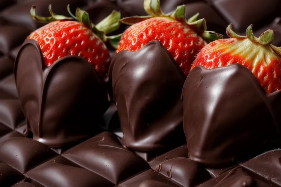 Fresa con chocolate despegándose limpiamente de un tapete de silicona profesional