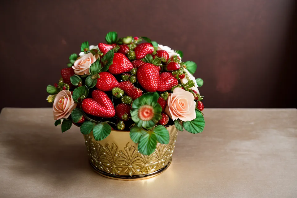 Arreglo terminado de fresas con chocolate listo para salir de la vitrina hacia el cliente