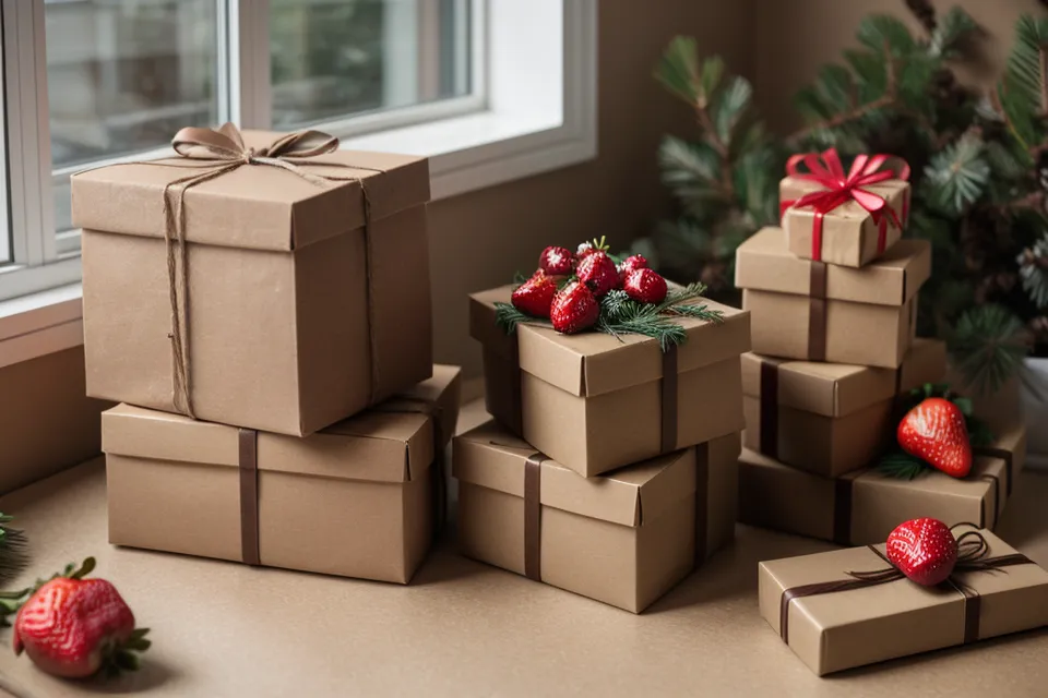 Cajas de regalo del modelo de suscripción de fresas con chocolate listas para la ruta de entregas de la semana