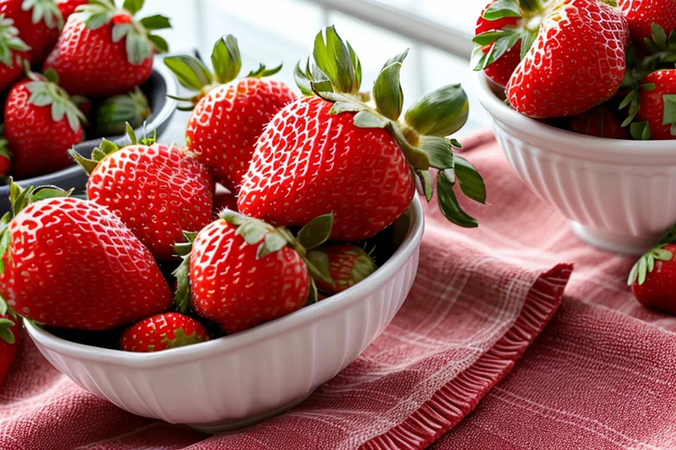 Fresas frescas seleccionadas para los arreglos de la suscripción, antes de pasar por el chocolate de cobertura