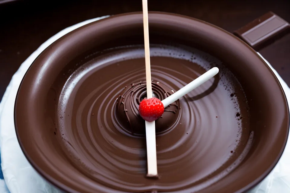 Termómetro midiendo la temperatura del chocolate derretido en un bol